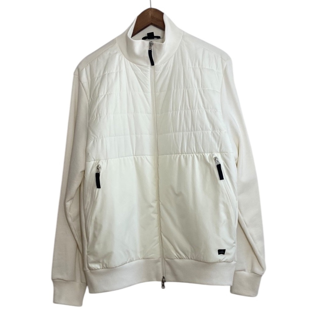 Wahts Hybrid Jacket Mens Large Off White Cream Sweatshirt Softshell Zip Up